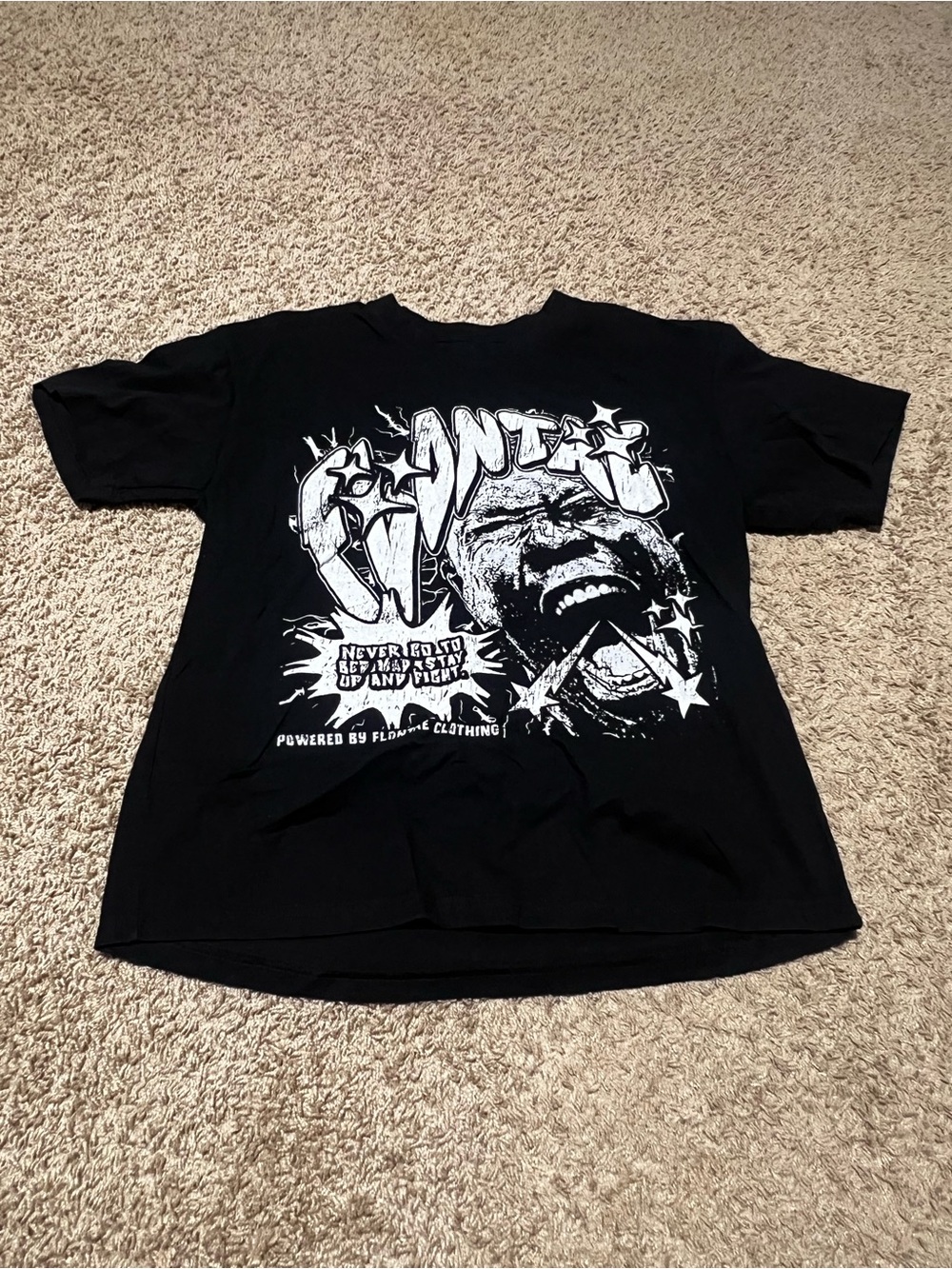 SHEIN Black Short Sleeve Tee with White Graphic Print
